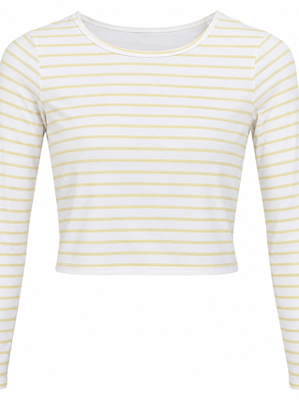 Patagonia crop top Women’s White & Pale Yellow Striped Long-Sleeve RashGuard M